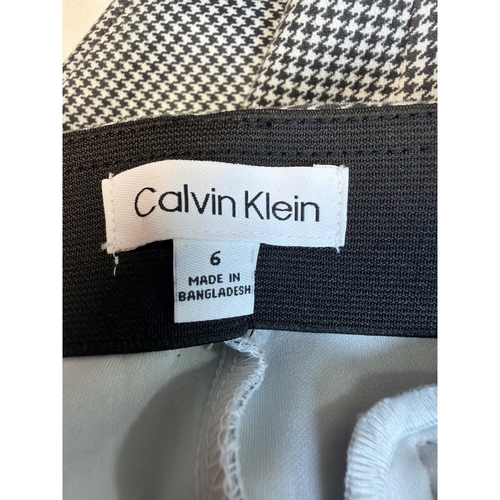 Calvin Klein Houndstooth Pull On Dress Pants Womens 6 Black White S19P429R - Picture 6 of 11